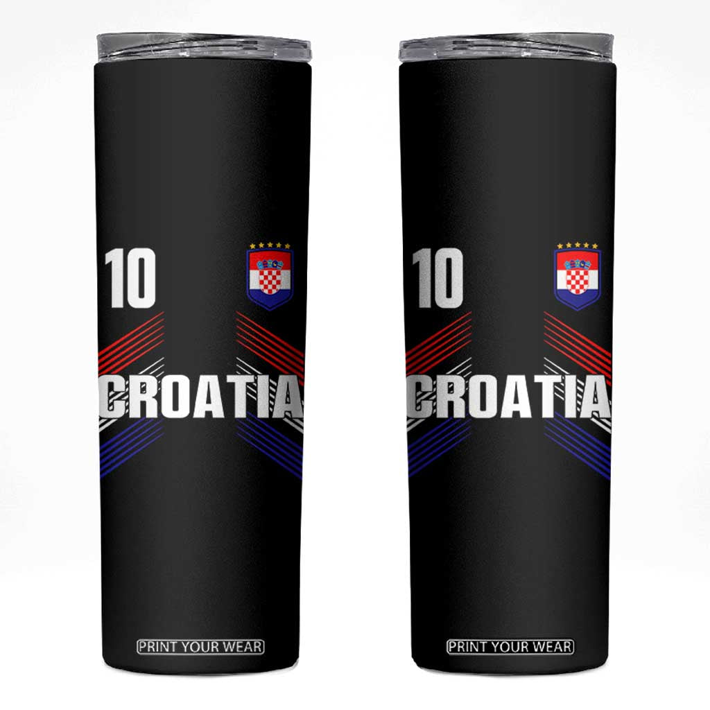 Croatia Soccer Sports Graphic Number 10 Jersey Style Skinny Tumbler Proud Croatian Football Fans Game Day Pride TS02 Black Print Your Wear