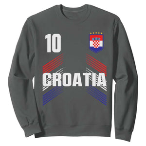 Croatia Soccer Sports Graphic Number 10 Jersey Style Sweatshirt Proud Croatian Football Fans Game Day Pride TS02 Dark Heather Print Your Wear