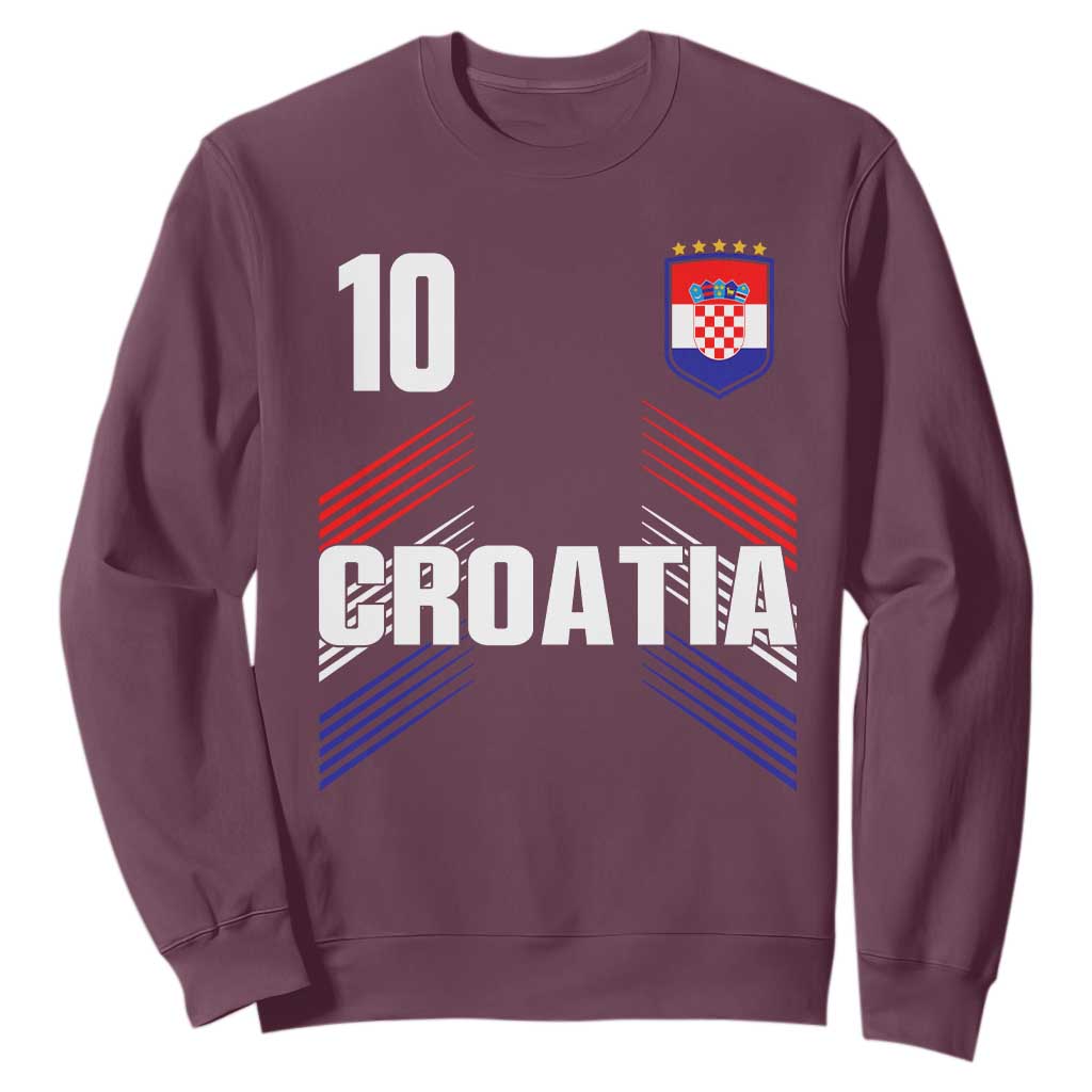 Croatia Soccer Sports Graphic Number 10 Jersey Style Sweatshirt Proud Croatian Football Fans Game Day Pride TS02 Maroon Print Your Wear