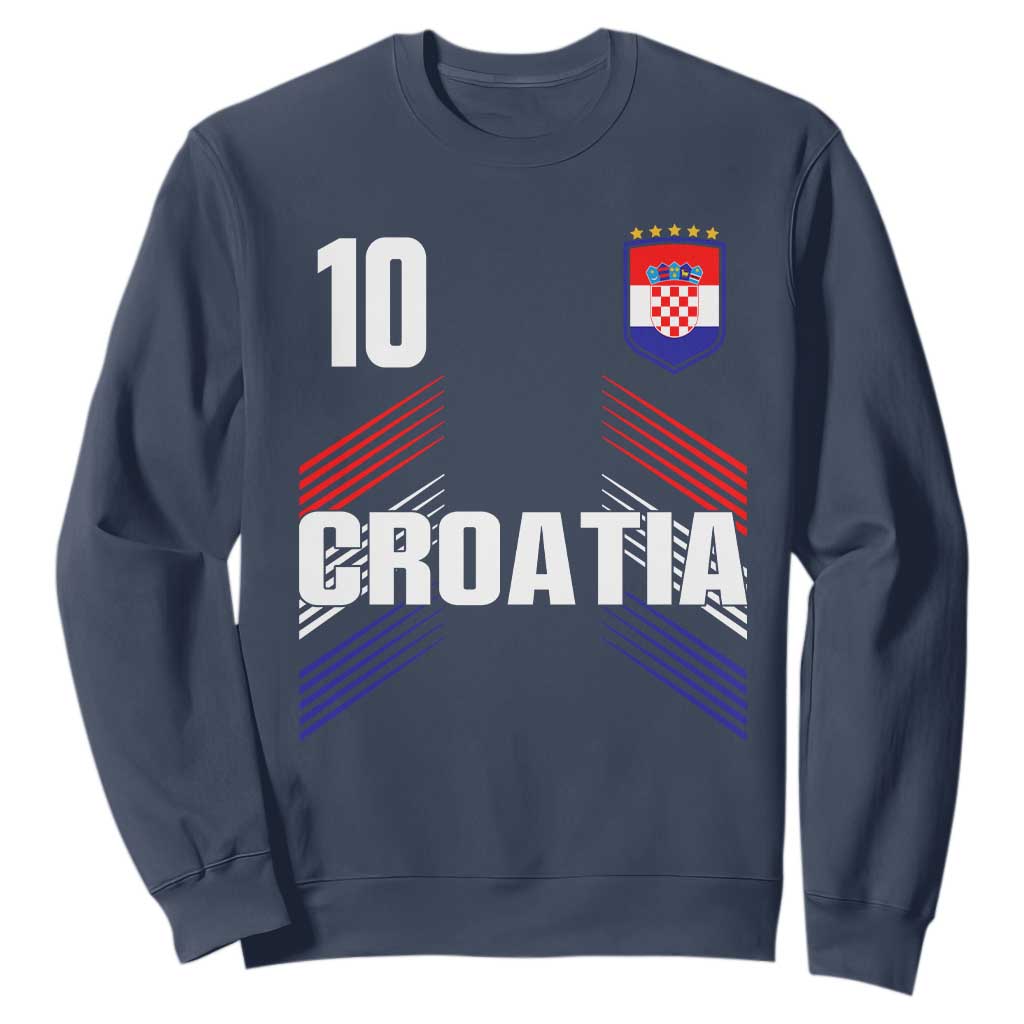 Croatia Soccer Sports Graphic Number 10 Jersey Style Sweatshirt Proud Croatian Football Fans Game Day Pride TS02 Navy Print Your Wear