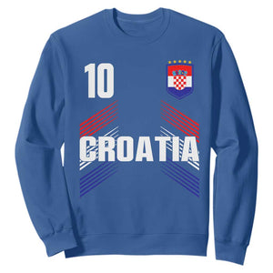 Croatia Soccer Sports Graphic Number 10 Jersey Style Sweatshirt Proud Croatian Football Fans Game Day Pride TS02 Royal Blue Print Your Wear