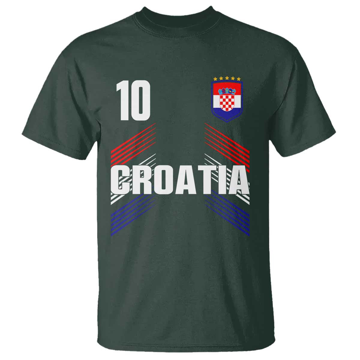 Croatia Soccer Sports Graphic Number 10 Jersey Style T Shirt Proud Croatian Football Fans Game Day Pride TS02 Dark Forest Green Print Your Wear