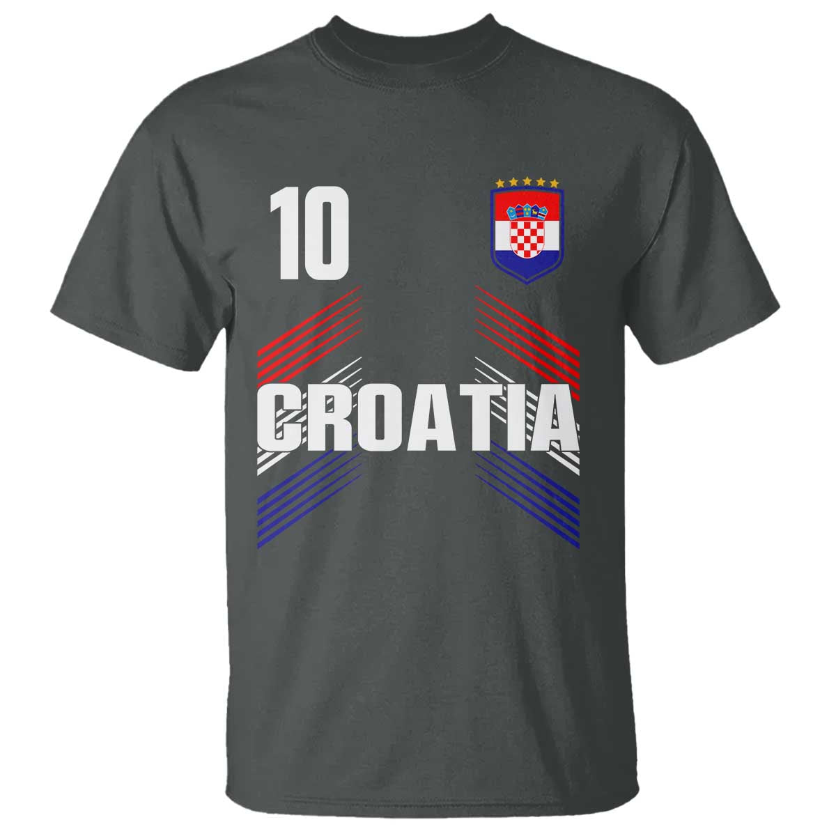 Croatia Soccer Sports Graphic Number 10 Jersey Style T Shirt Proud Croatian Football Fans Game Day Pride TS02 Dark Heather Print Your Wear
