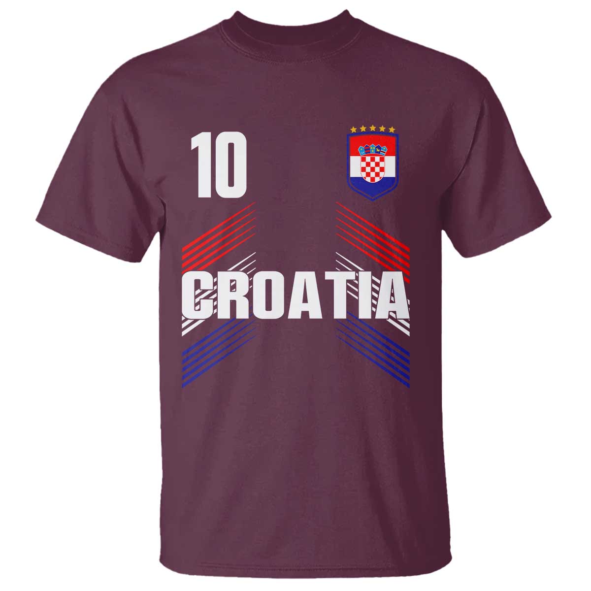 Croatia Soccer Sports Graphic Number 10 Jersey Style T Shirt Proud Croatian Football Fans Game Day Pride TS02 Maroon Print Your Wear