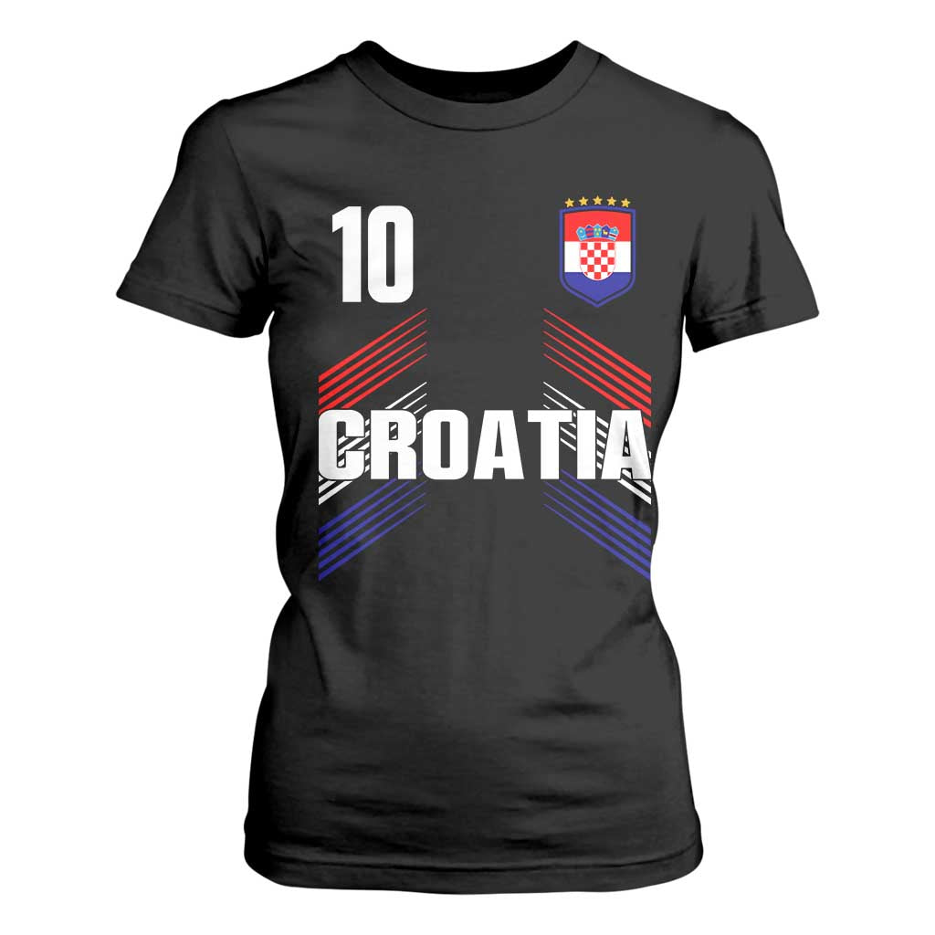 Croatia Soccer Sports Graphic Number 10 Jersey Style T Shirt For Women Proud Croatian Football Fans Game Day Pride TS02 Black Print Your Wear