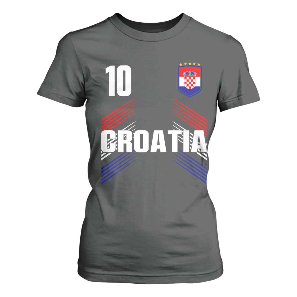 Croatia Soccer Sports Graphic Number 10 Jersey Style T Shirt For Women Proud Croatian Football Fans Game Day Pride TS02 Dark Heather Print Your Wear