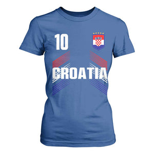 Croatia Soccer Sports Graphic Number 10 Jersey Style T Shirt For Women Proud Croatian Football Fans Game Day Pride TS02 Royal Blue Print Your Wear