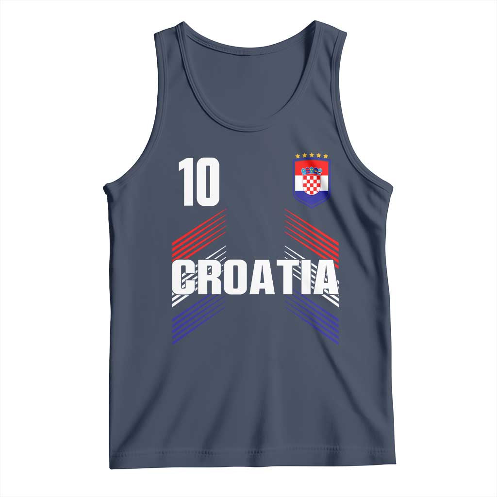 Croatia Soccer Sports Graphic Number 10 Jersey Style Tank Top Proud Croatian Football Fans Game Day Pride TS02 Navy Print Your Wear