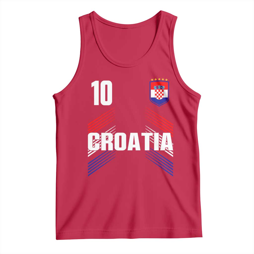 Croatia Soccer Sports Graphic Number 10 Jersey Style Tank Top Proud Croatian Football Fans Game Day Pride TS02 Red Print Your Wear