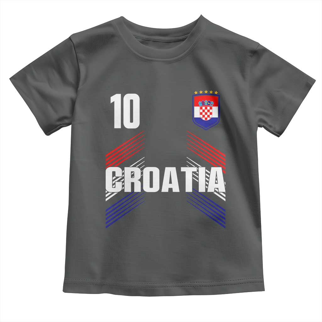Croatia Soccer Sports Graphic Number 10 Jersey Style Toddler T Shirt Proud Croatian Football Fans Game Day Pride TS02 Dark Heather Print Your Wear