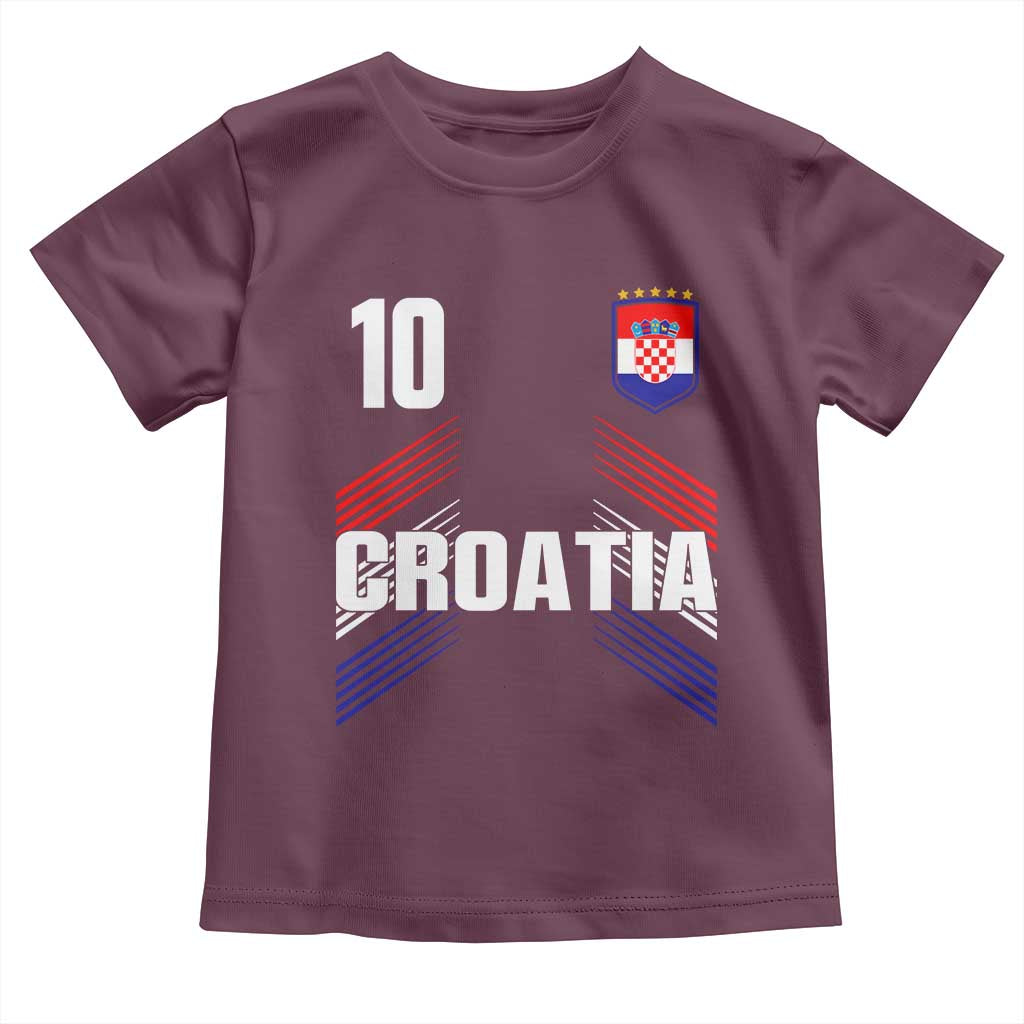 Croatia Soccer Sports Graphic Number 10 Jersey Style Toddler T Shirt Proud Croatian Football Fans Game Day Pride TS02 Maroon Print Your Wear