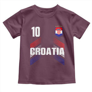 Croatia Soccer Sports Graphic Number 10 Jersey Style Toddler T Shirt Proud Croatian Football Fans Game Day Pride TS02 Maroon Print Your Wear