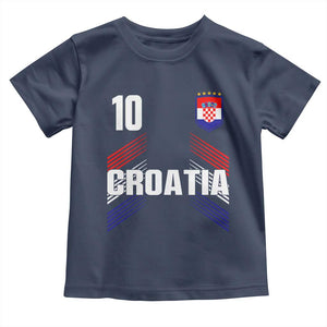 Croatia Soccer Sports Graphic Number 10 Jersey Style Toddler T Shirt Proud Croatian Football Fans Game Day Pride TS02 Navy Print Your Wear