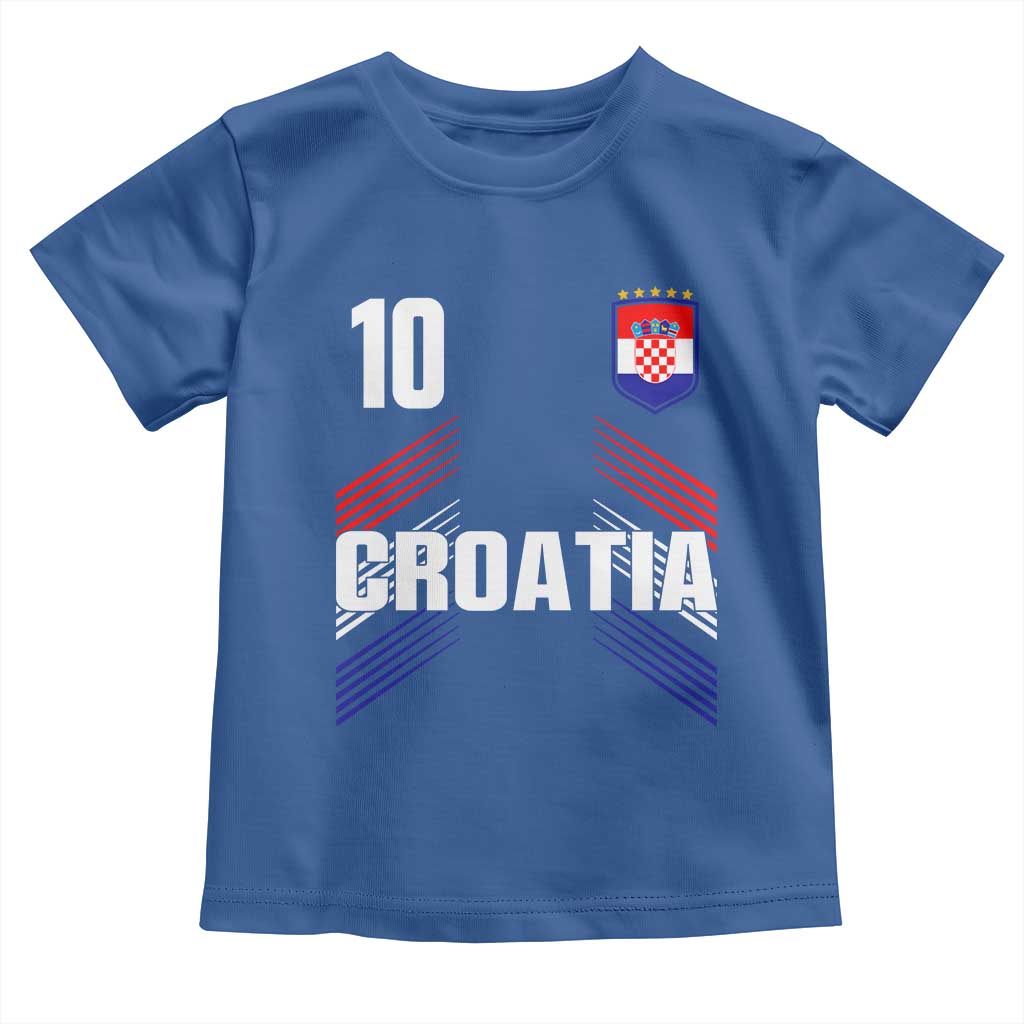 Croatia Soccer Sports Graphic Number 10 Jersey Style Toddler T Shirt Proud Croatian Football Fans Game Day Pride TS02 Royal Blue Print Your Wear
