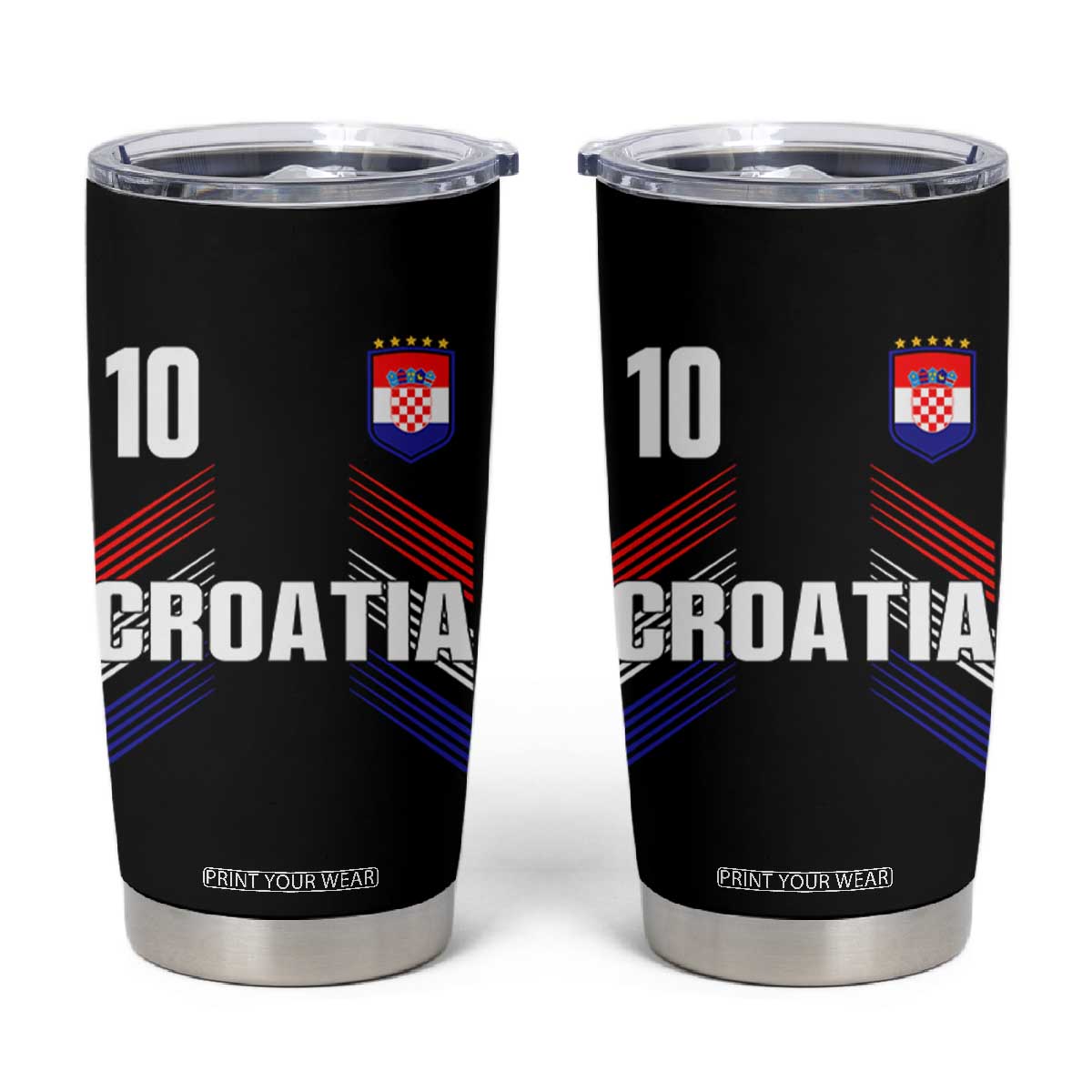Croatia Soccer Sports Graphic Number 10 Jersey Style Tumbler Cup Proud Croatian Football Fans Game Day Pride TS02 Black Print Your Wear