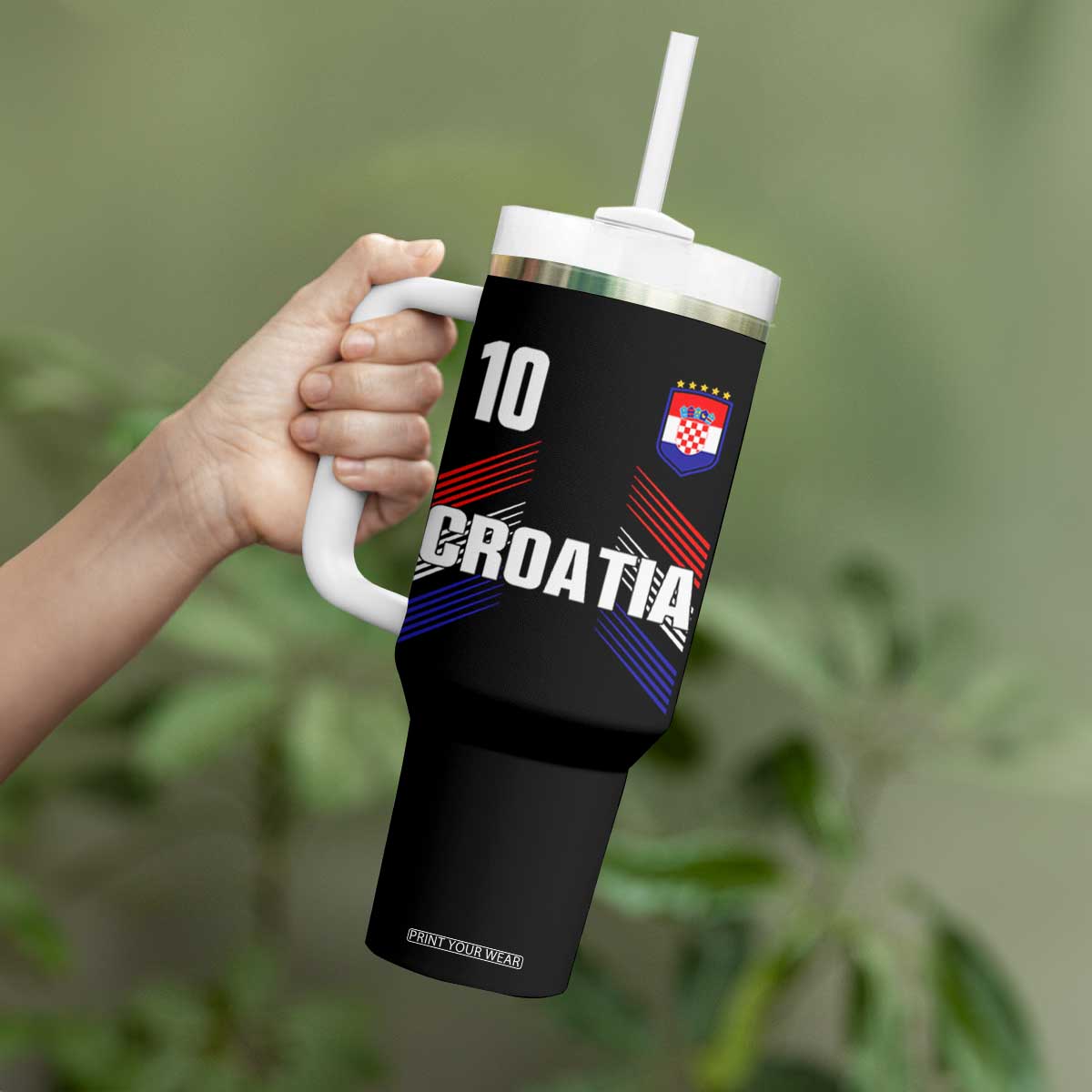 Croatia Soccer Sports Graphic Number 10 Jersey Style Tumbler With Handle Proud Croatian Football Fans Game Day Pride TS02 Print Your Wear