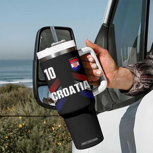 Croatia Soccer Sports Graphic Number 10 Jersey Style Tumbler With Handle Proud Croatian Football Fans Game Day Pride TS02 Print Your Wear