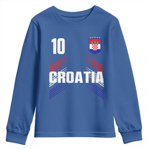 Croatia Soccer Sports Graphic Number 10 Jersey Style Youth Sweatshirt Proud Croatian Football Fans Game Day Pride TS02 Royal Blue Print Your Wear