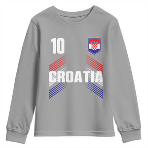 Croatia Soccer Sports Graphic Number 10 Jersey Style Youth Sweatshirt Proud Croatian Football Fans Game Day Pride TS02 Sport Gray Print Your Wear