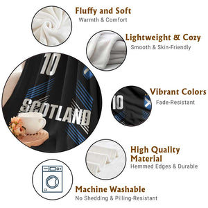 Scotland Soccer Sports Graphic Number 10 Jersey Style Throw Blanket Proud Scottish Football Fans Game Day Pride TS02 Print Your Wear