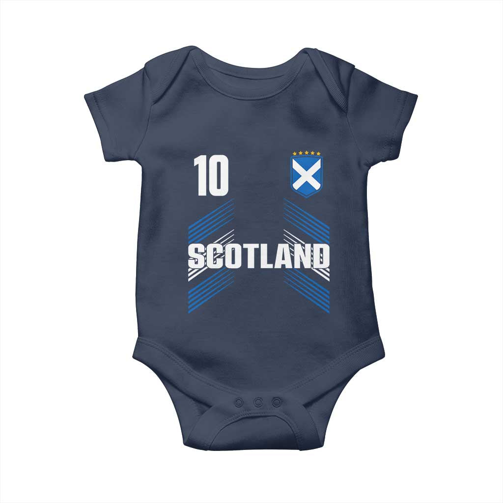 Scotland Soccer Sports Graphic Number 10 Jersey Style Baby Onesie Proud Scottish Football Fans Game Day Pride TS02 Navy Print Your Wear