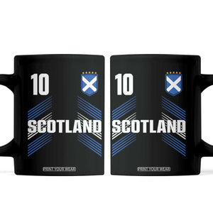 Scotland Soccer Sports Graphic Number 10 Jersey Style Coffee Mug Proud Scottish Football Fans Game Day Pride TS02 Black Print Your Wear