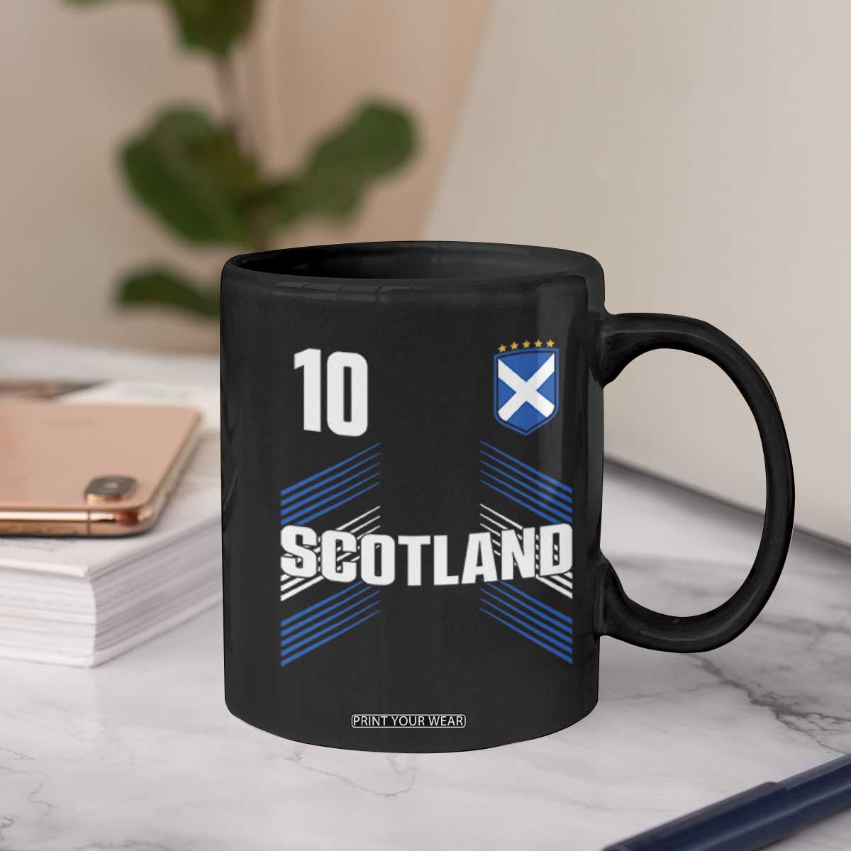 Scotland Soccer Sports Graphic Number 10 Jersey Style Coffee Mug Proud Scottish Football Fans Game Day Pride TS02 Print Your Wear