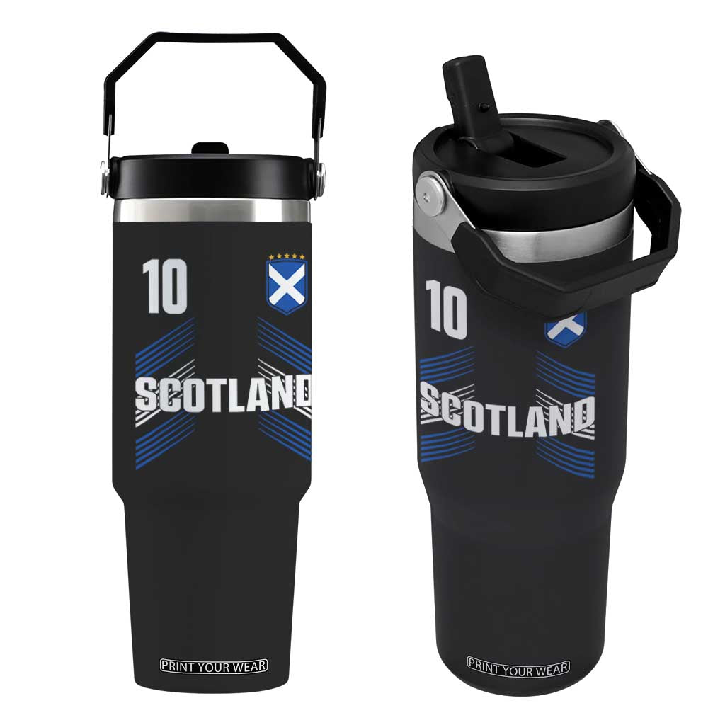 Scotland Soccer Sports Graphic Number 10 Jersey Style Flip Straw Tumbler Proud Scottish Football Fans Game Day Pride TS02 One Size: 30 oz Black Print Your Wear
