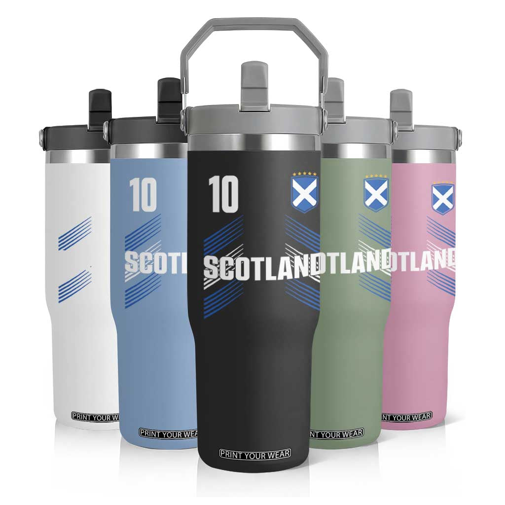 Scotland Soccer Sports Graphic Number 10 Jersey Style Flip Straw Tumbler Proud Scottish Football Fans Game Day Pride TS02 Print Your Wear