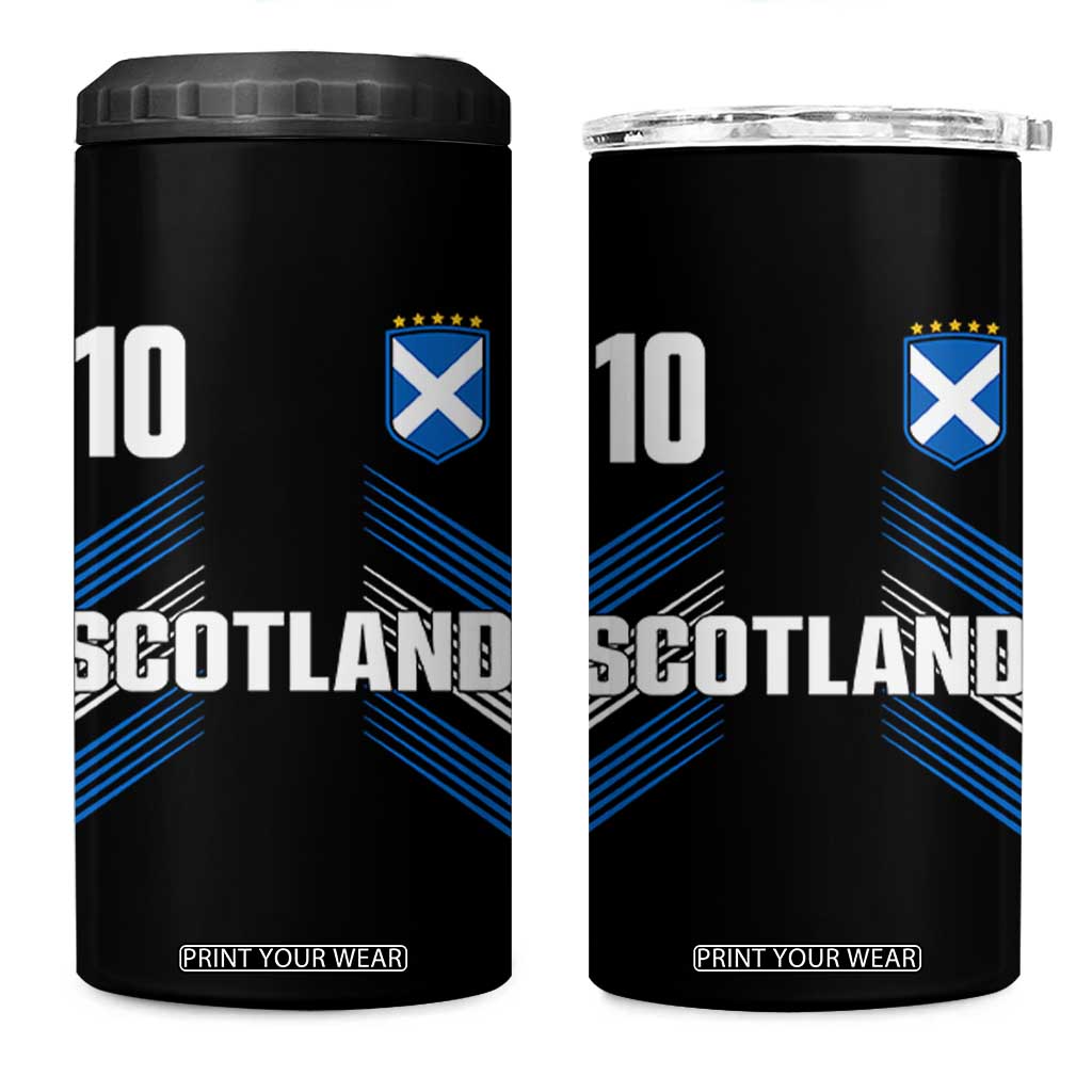 Scotland Soccer Sports Graphic Number 10 Jersey Style 4 in 1 Can Cooler Tumbler Proud Scottish Football Fans Game Day Pride TS02 One Size: 16 oz Black Print Your Wear