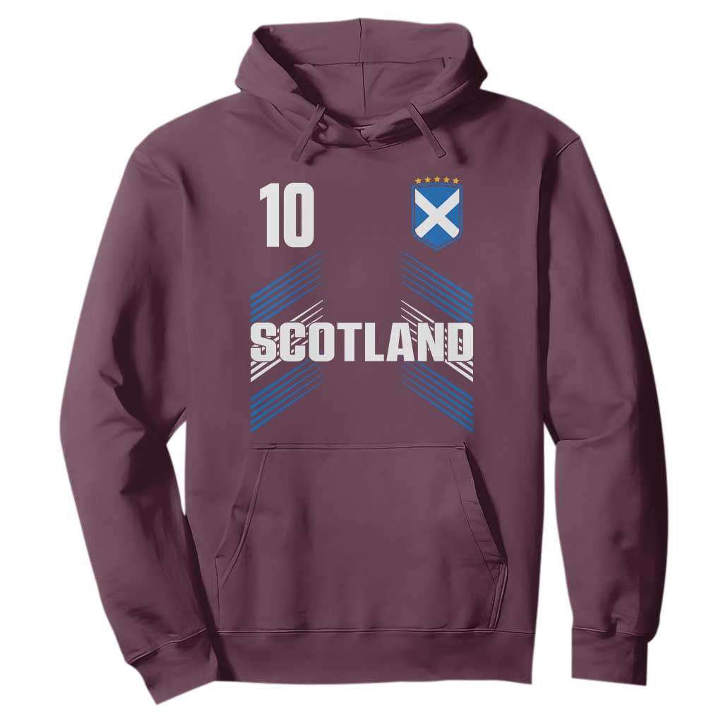 Scotland Soccer Sports Graphic Number 10 Jersey Style Hoodie Proud Scottish Football Fans Game Day Pride TS02 Maroon Print Your Wear