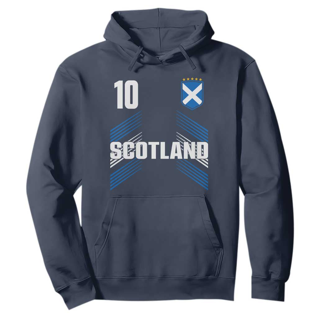 Scotland Soccer Sports Graphic Number 10 Jersey Style Hoodie Proud Scottish Football Fans Game Day Pride TS02 Navy Print Your Wear