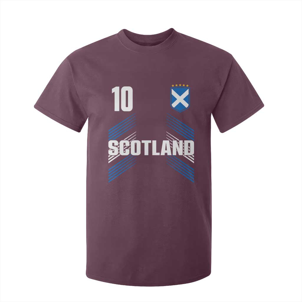 Scotland Soccer Sports Graphic Number 10 Jersey Style T Shirt For Kid Proud Scottish Football Fans Game Day Pride TS02 Maroon Print Your Wear