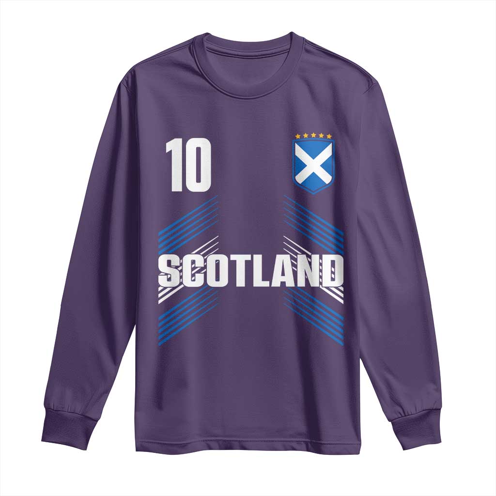 Scotland Soccer Sports Graphic Number 10 Jersey Style Long Sleeve Shirt Proud Scottish Football Fans Game Day Pride TS02 Purple Print Your Wear