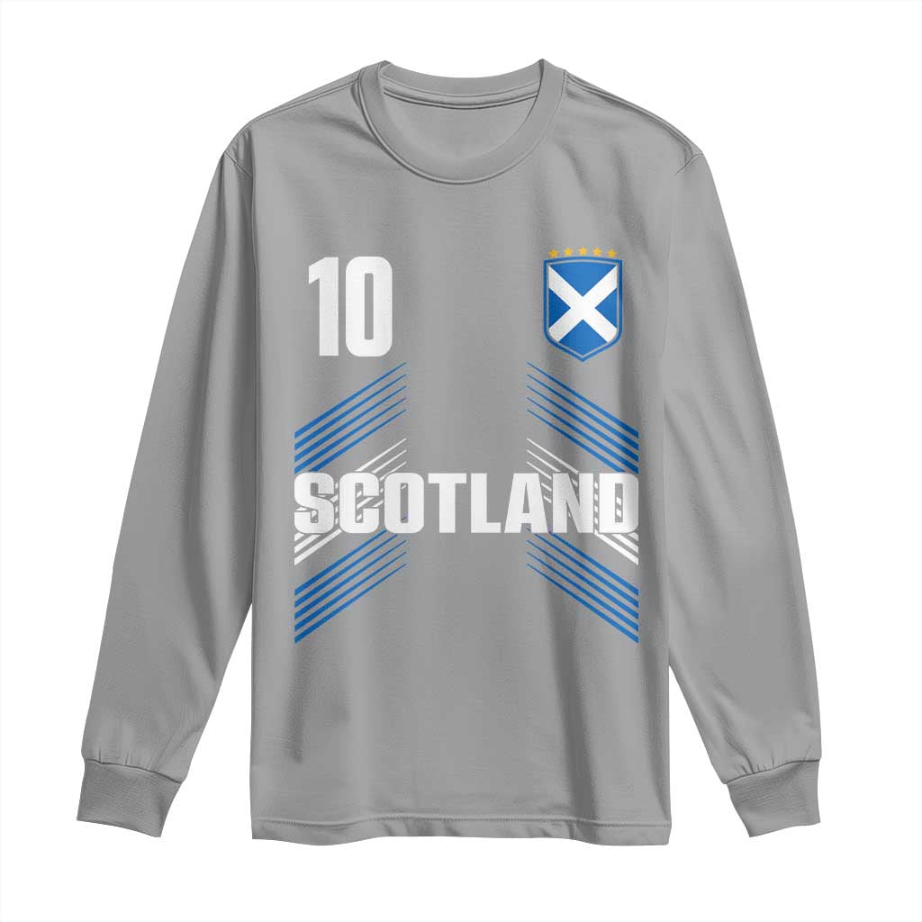 Scotland Soccer Sports Graphic Number 10 Jersey Style Long Sleeve Shirt Proud Scottish Football Fans Game Day Pride TS02 Sport Gray Print Your Wear