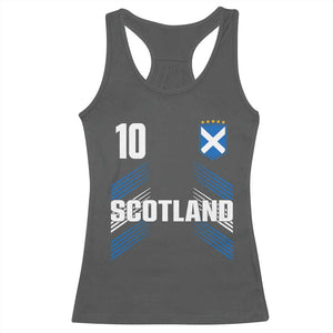 Scotland Soccer Sports Graphic Number 10 Jersey Style Racerback Tank Top Proud Scottish Football Fans Game Day Pride TS02 Dark Heather Print Your Wear