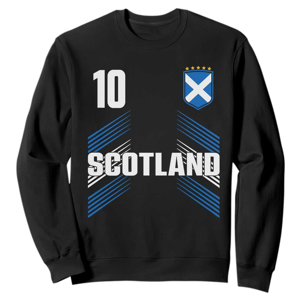 Scotland Soccer Sports Graphic Number 10 Jersey Style Sweatshirt Proud Scottish Football Fans Game Day Pride TS02 Black Print Your Wear