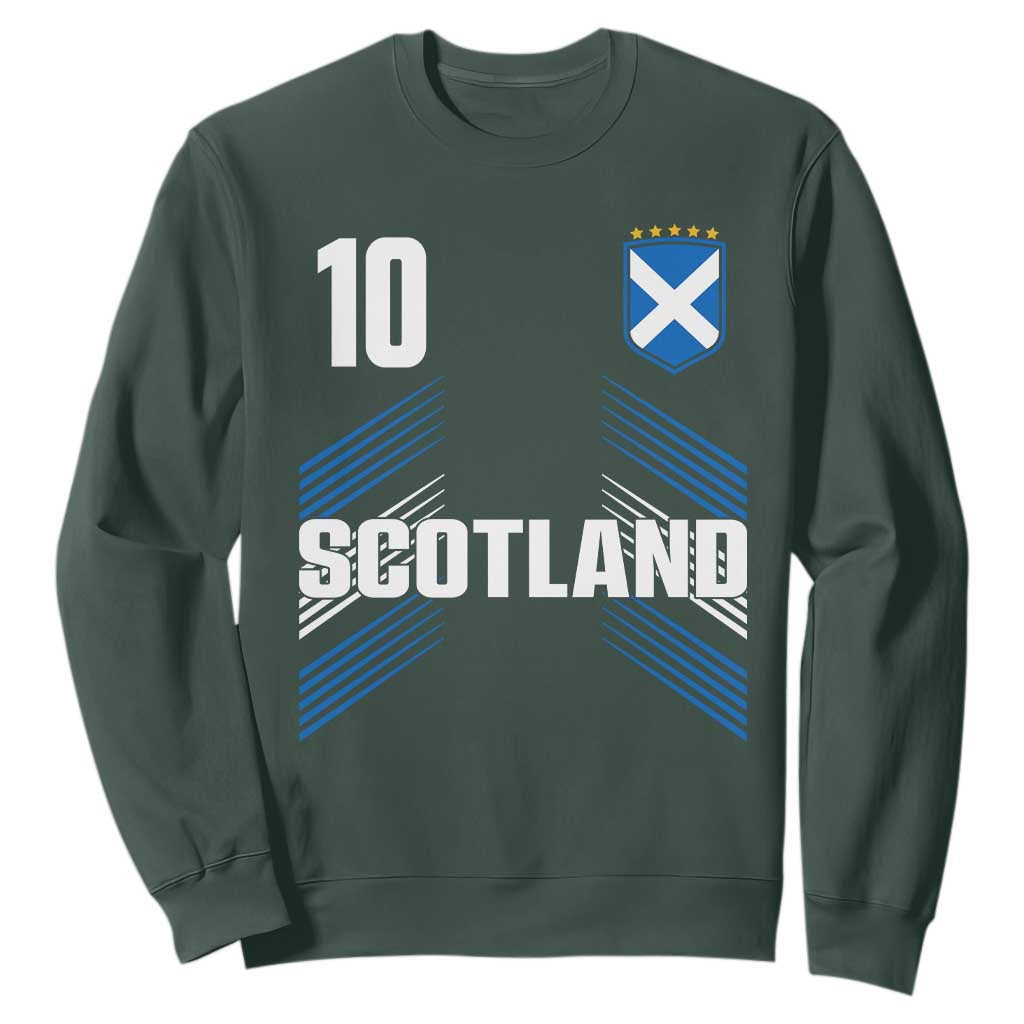 Scotland Soccer Sports Graphic Number 10 Jersey Style Sweatshirt Proud Scottish Football Fans Game Day Pride TS02 Dark Forest Green Print Your Wear