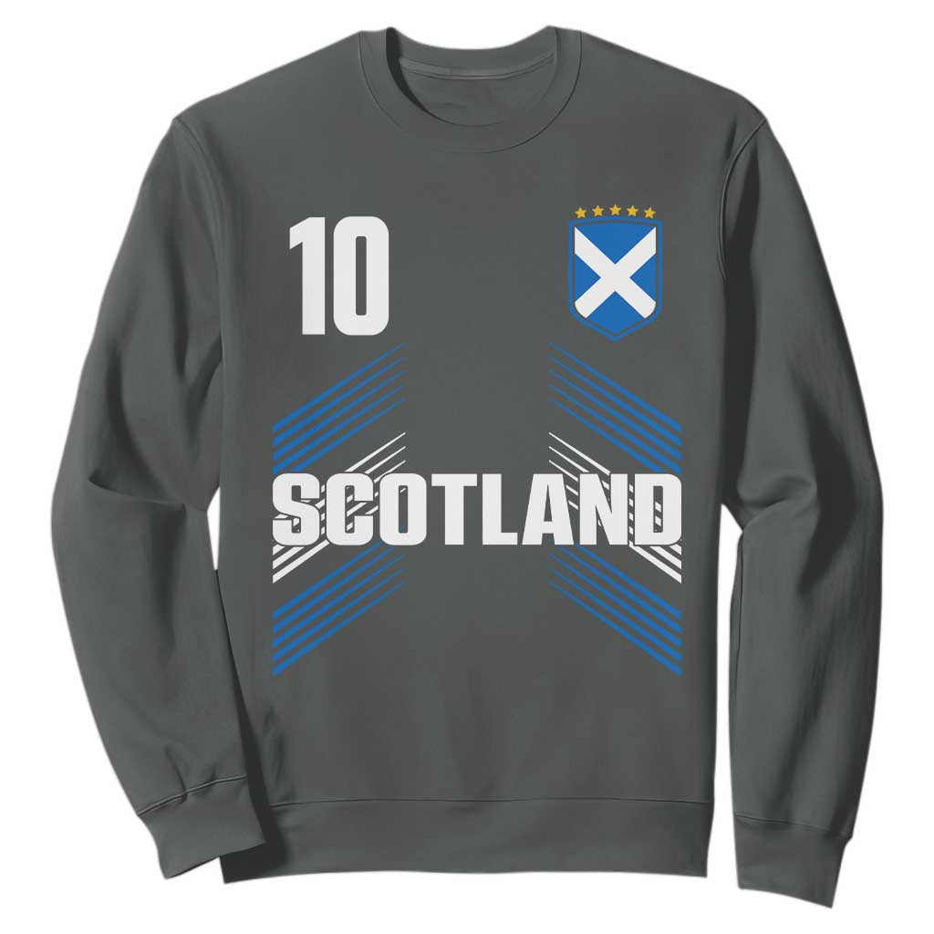 Scotland Soccer Sports Graphic Number 10 Jersey Style Sweatshirt Proud Scottish Football Fans Game Day Pride TS02 Dark Heather Print Your Wear