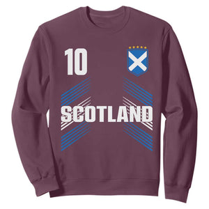 Scotland Soccer Sports Graphic Number 10 Jersey Style Sweatshirt Proud Scottish Football Fans Game Day Pride TS02 Maroon Print Your Wear