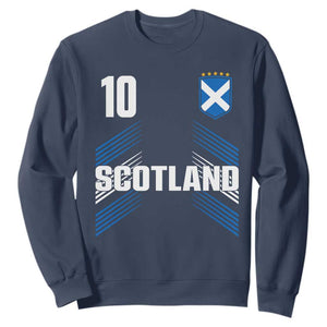 Scotland Soccer Sports Graphic Number 10 Jersey Style Sweatshirt Proud Scottish Football Fans Game Day Pride TS02 Navy Print Your Wear