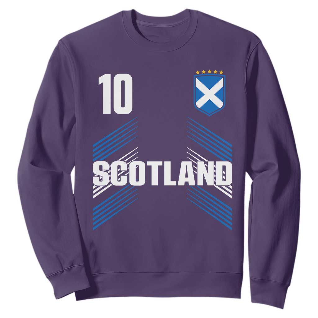 Scotland Soccer Sports Graphic Number 10 Jersey Style Sweatshirt Proud Scottish Football Fans Game Day Pride TS02 Purple Print Your Wear