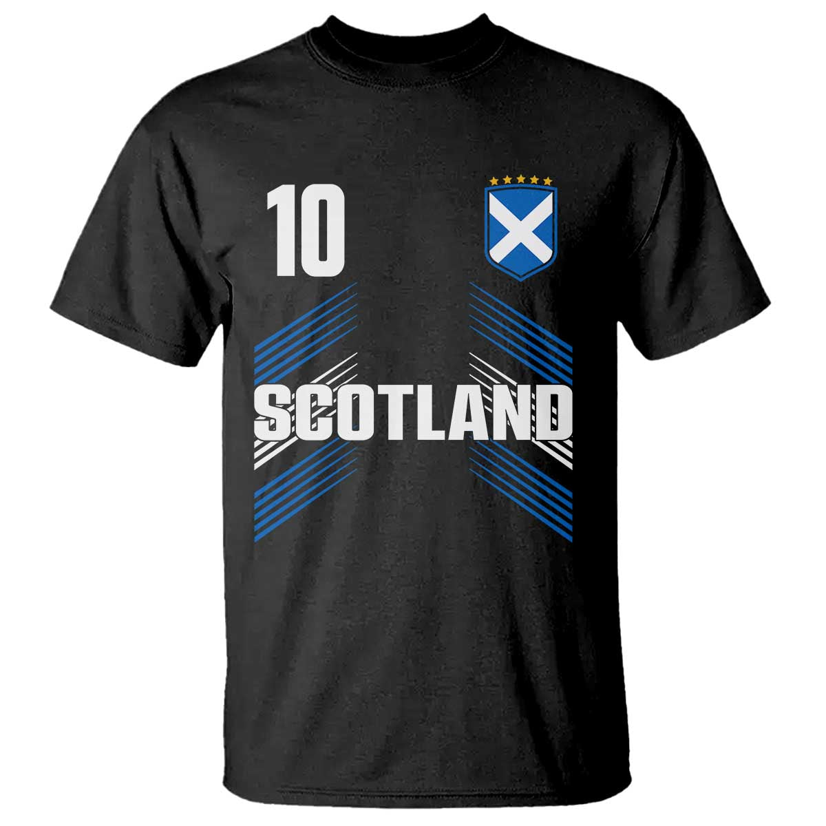 Scotland Soccer Sports Graphic Number 10 Jersey Style T Shirt Proud Scottish Football Fans Game Day Pride TS02 Black Print Your Wear