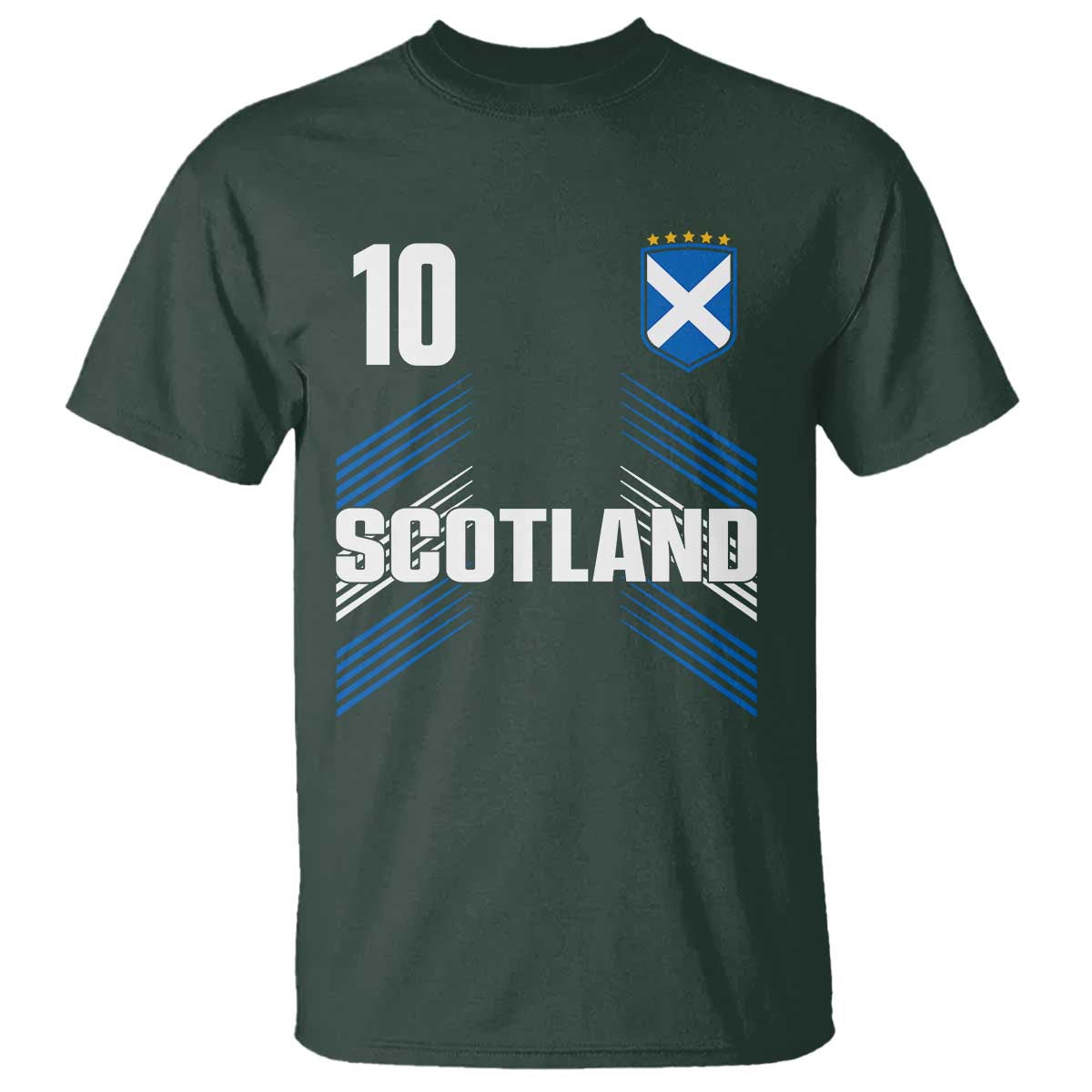 Scotland Soccer Sports Graphic Number 10 Jersey Style T Shirt Proud Scottish Football Fans Game Day Pride TS02 Dark Forest Green Print Your Wear