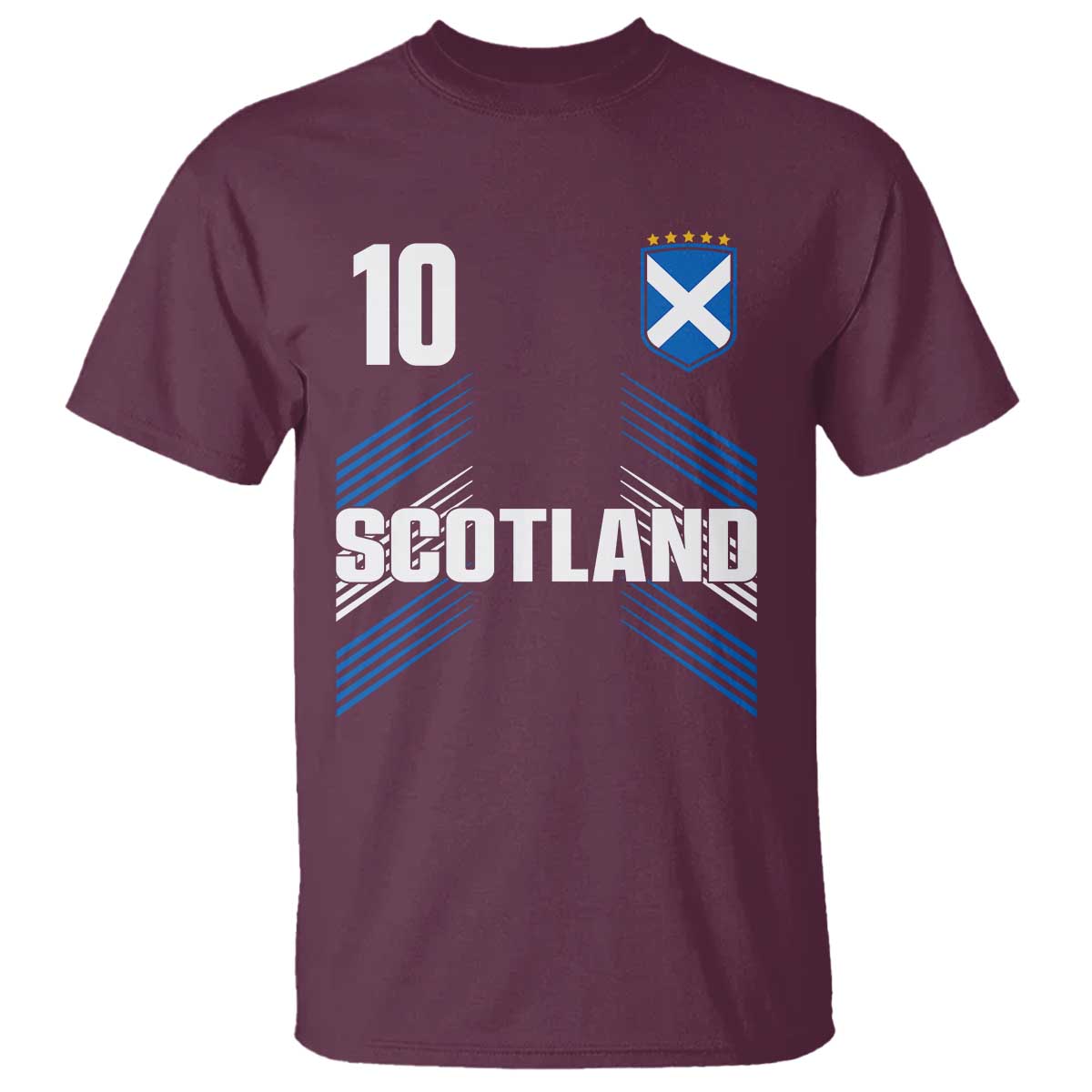Scotland Soccer Sports Graphic Number 10 Jersey Style T Shirt Proud Scottish Football Fans Game Day Pride TS02 Maroon Print Your Wear