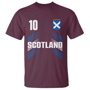 Scotland Soccer Sports Graphic Number 10 Jersey Style T Shirt Proud Scottish Football Fans Game Day Pride TS02 Maroon Print Your Wear
