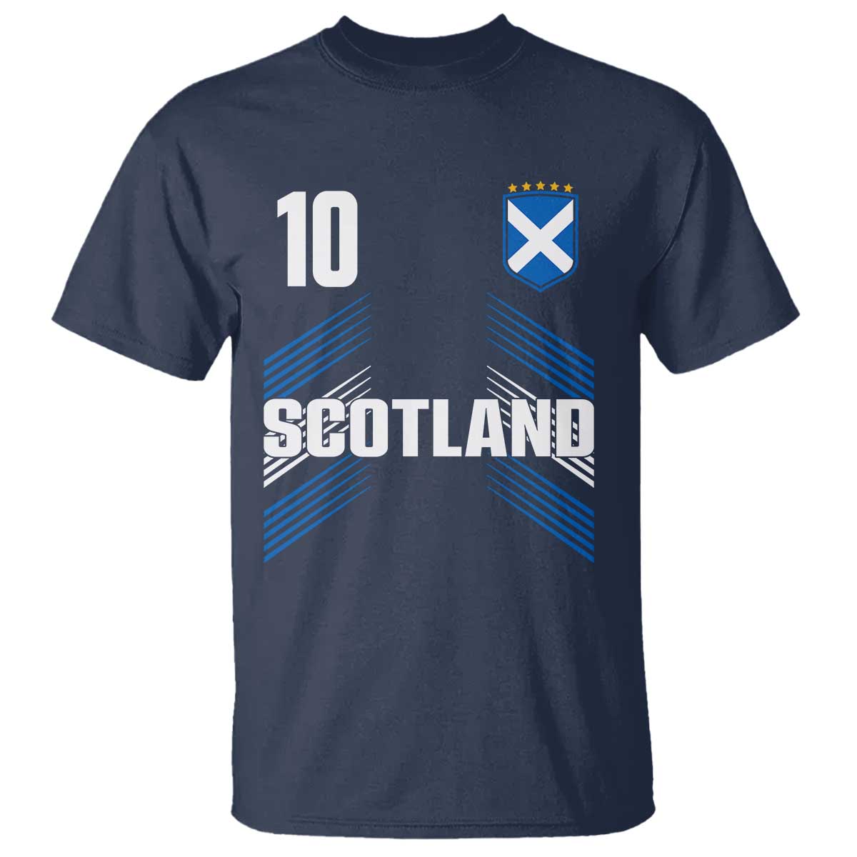 Scotland Soccer Sports Graphic Number 10 Jersey Style T Shirt Proud Scottish Football Fans Game Day Pride TS02 Navy Print Your Wear