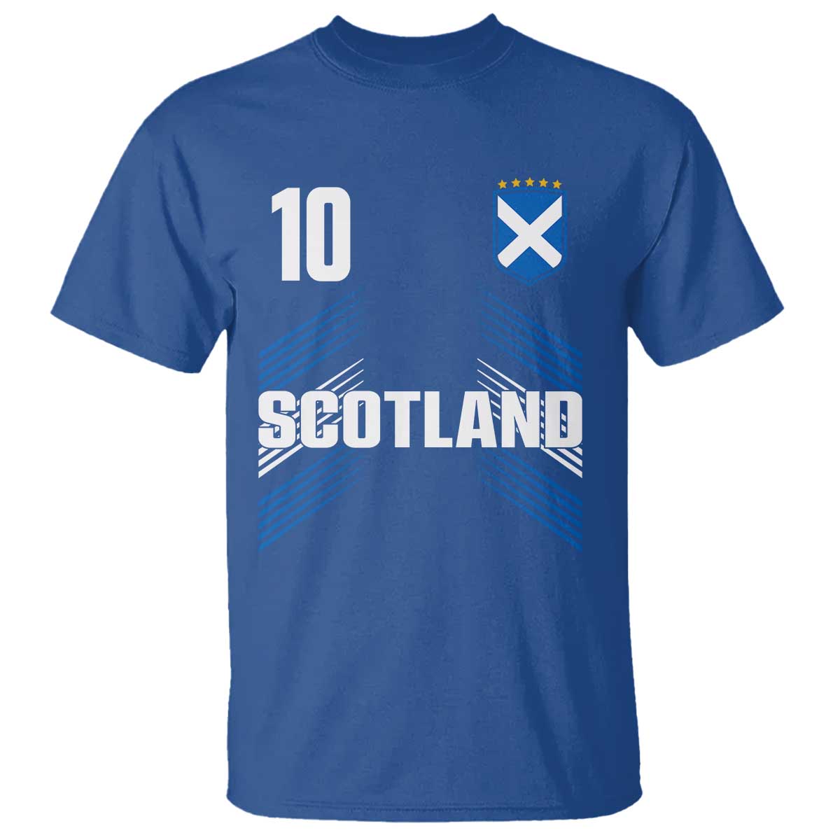 Scotland Soccer Sports Graphic Number 10 Jersey Style T Shirt Proud Scottish Football Fans Game Day Pride TS02 Royal Blue Print Your Wear