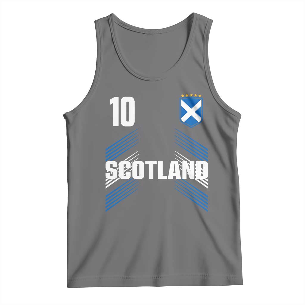 Scotland Soccer Sports Graphic Number 10 Jersey Style Tank Top Proud Scottish Football Fans Game Day Pride TS02 Black Heather Print Your Wear