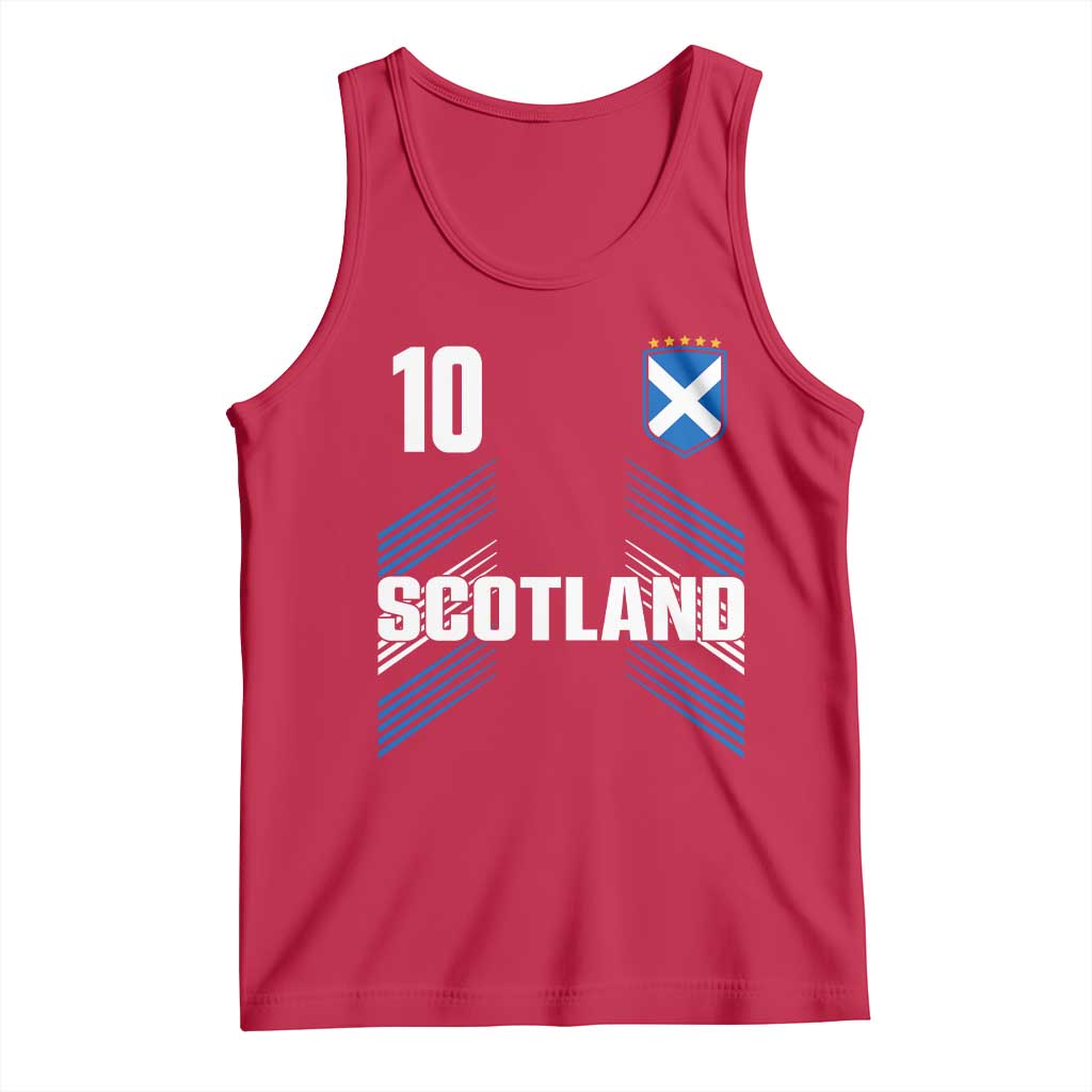 Scotland Soccer Sports Graphic Number 10 Jersey Style Tank Top Proud Scottish Football Fans Game Day Pride TS02 Red Print Your Wear